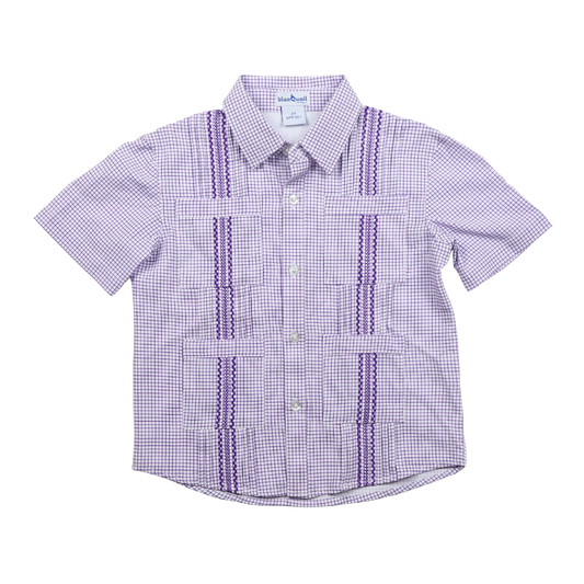 Gameday Guayabera - Purple Short Sleeve Shirt
