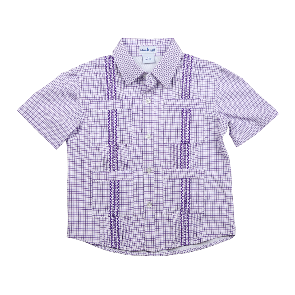 Men's - Gameday Guayabera - Purple Short Sleeve Shirt