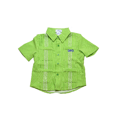Guayabera - Aloe Green & White Gingham Short Sleeve Shirt