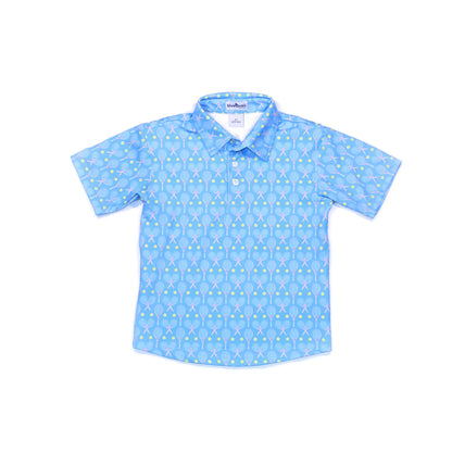 Blue Tennis Polo Short Sleeve Shirt