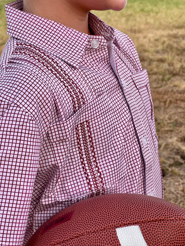 Men's - Gameday Guayabera - Maroon Short Sleeve Shirt